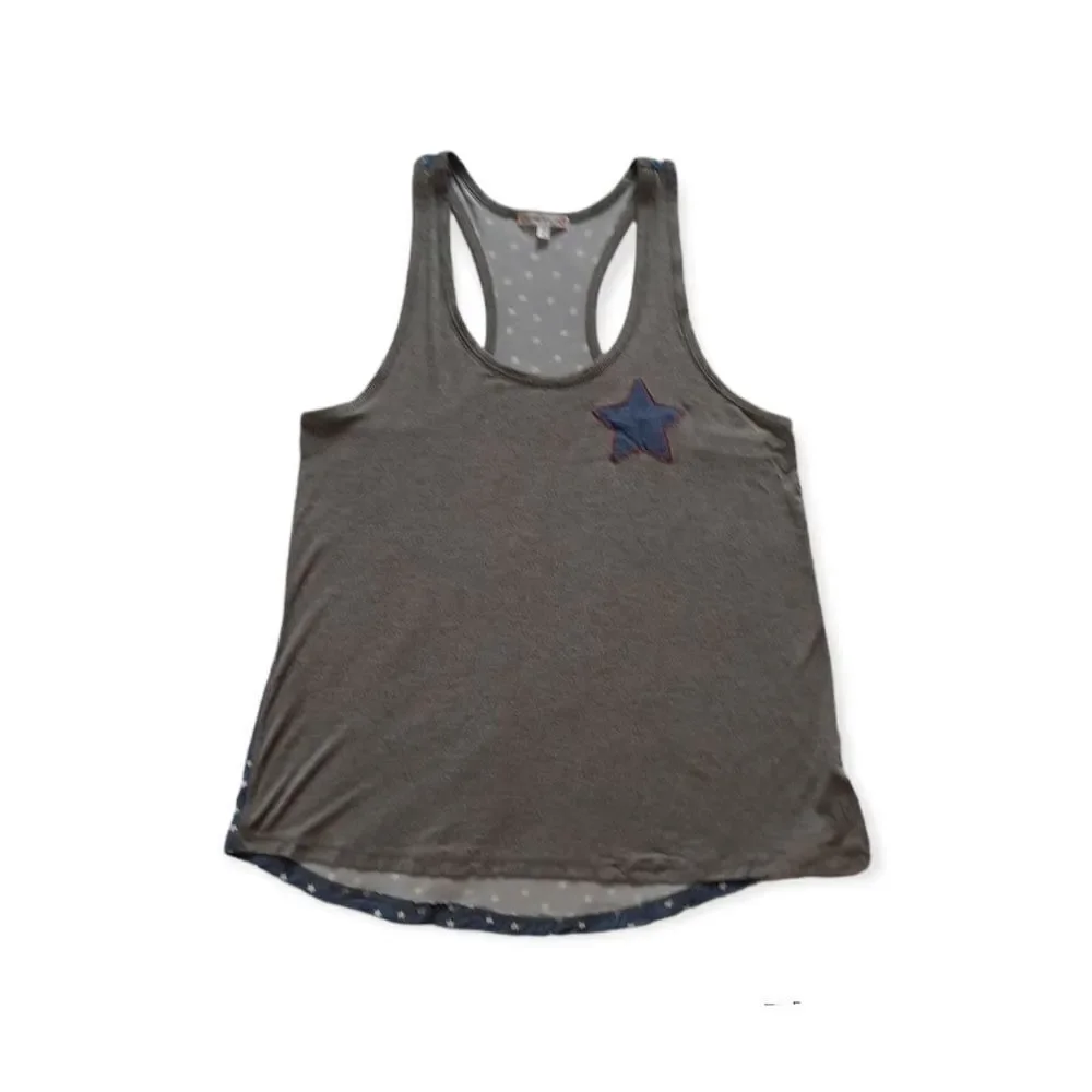 PJ Salvage Star Racerback Tank Pajama Top Blue Grey Medium